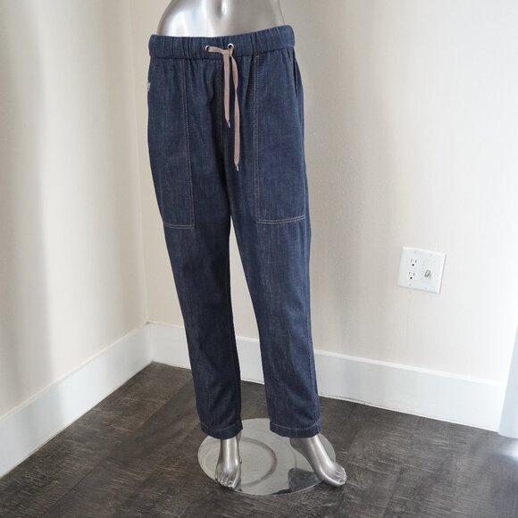 Brunello Cucinelli Monili Jeans Blue Cargo Denim Drawstring Relaxed Fit Size 6 - Picture 5 of 10